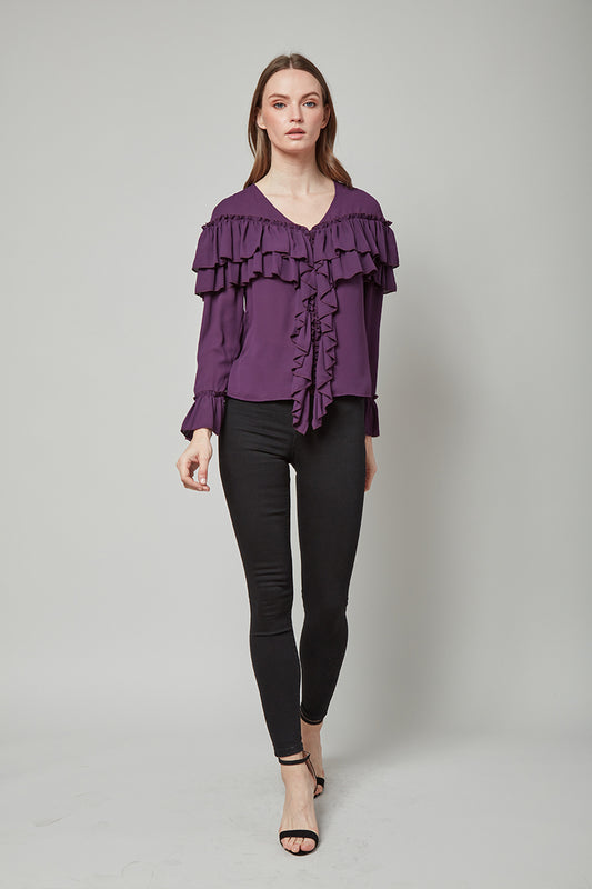 REGINA Long Sleeve Ruffle Top