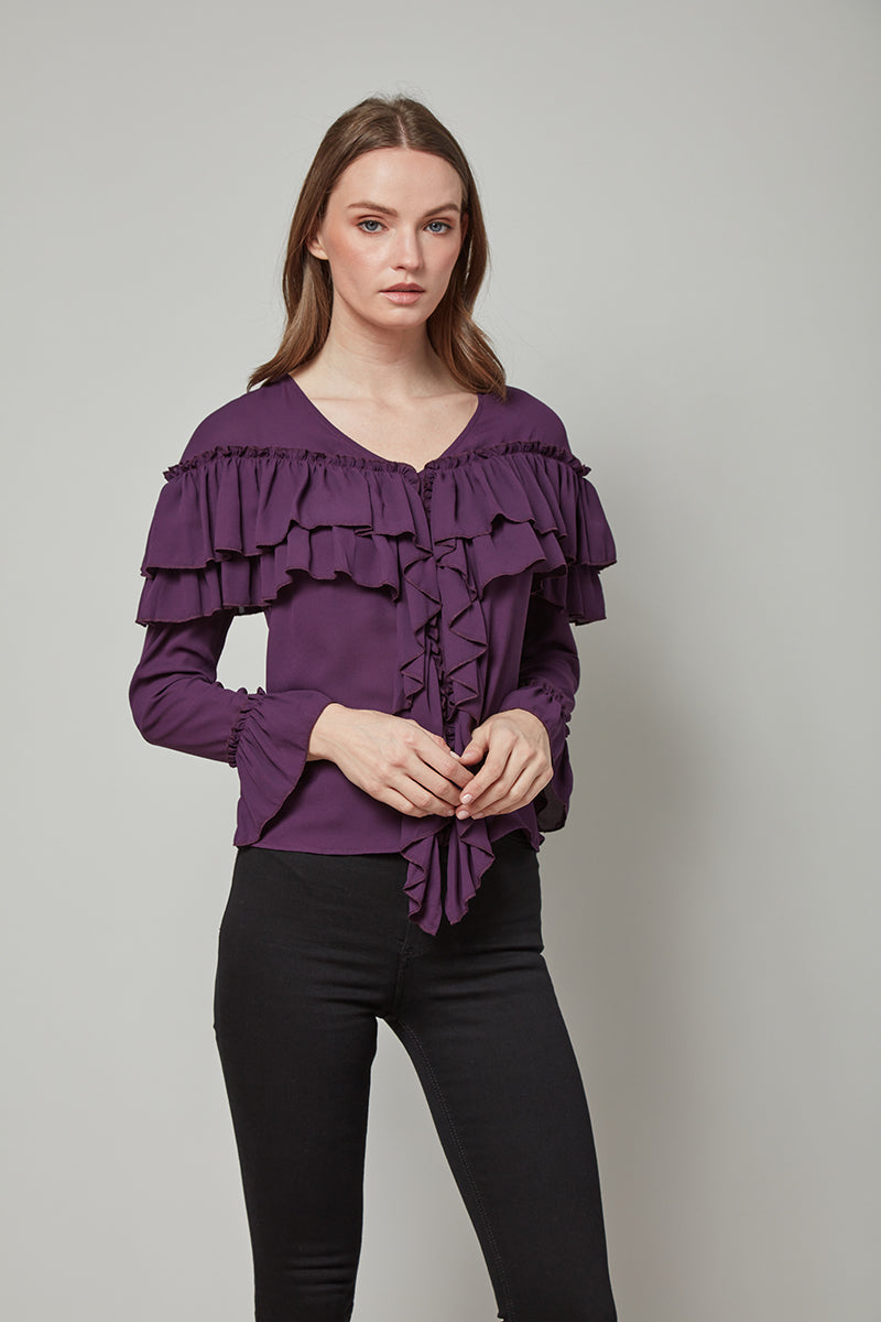 Forever Perfect Regina Long Sleeve Ruffle Top