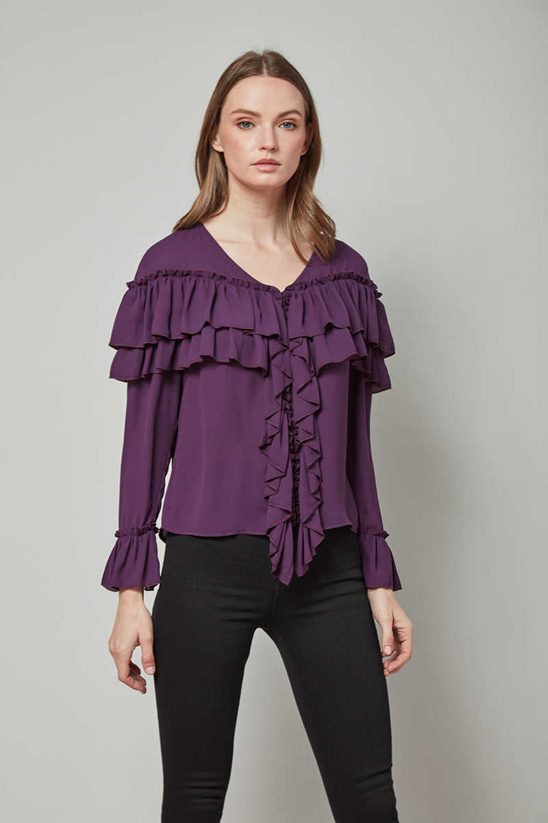 Forever Perfect Regina Long Sleeve Ruffle Top