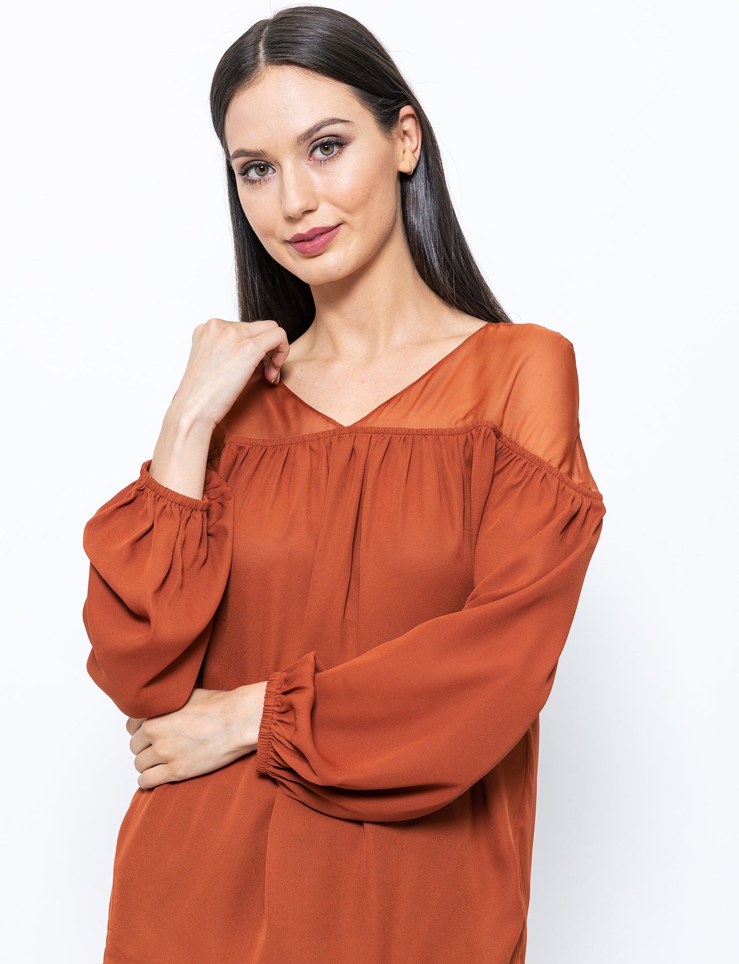 Gimme More Mesh Shoulder Katherine Blouse