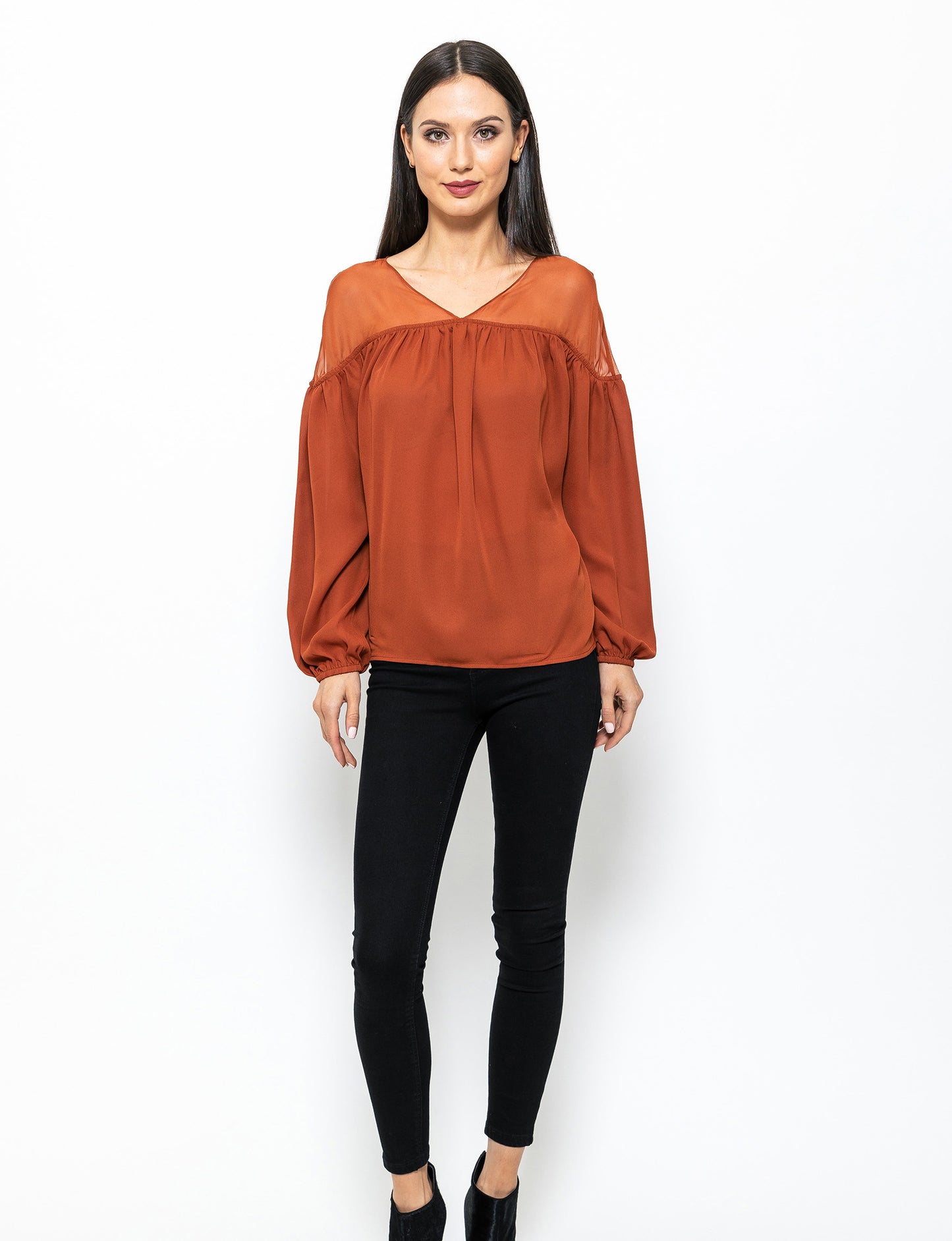 Gimme More Mesh Shoulder Katherine Blouse