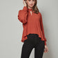 JERI Long Sleeve Top w/ Keyhole Neckline