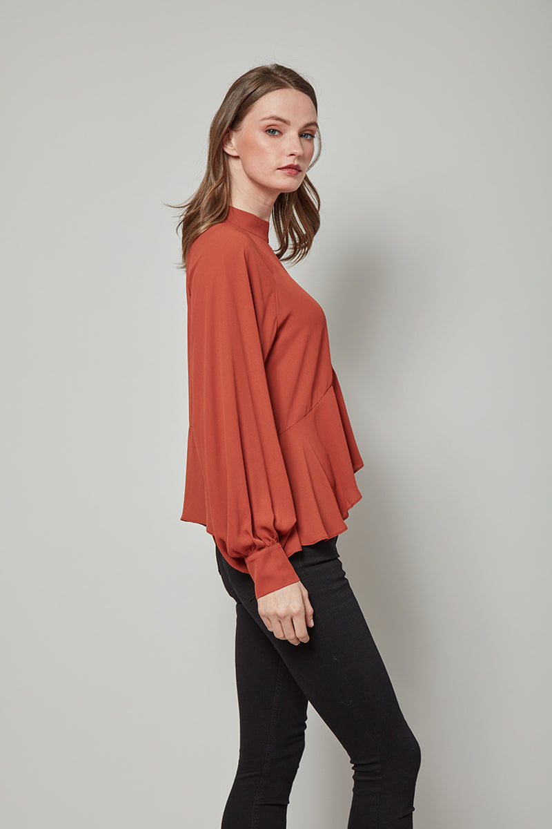 JERI Long Sleeve Top w/ Keyhole Neckline