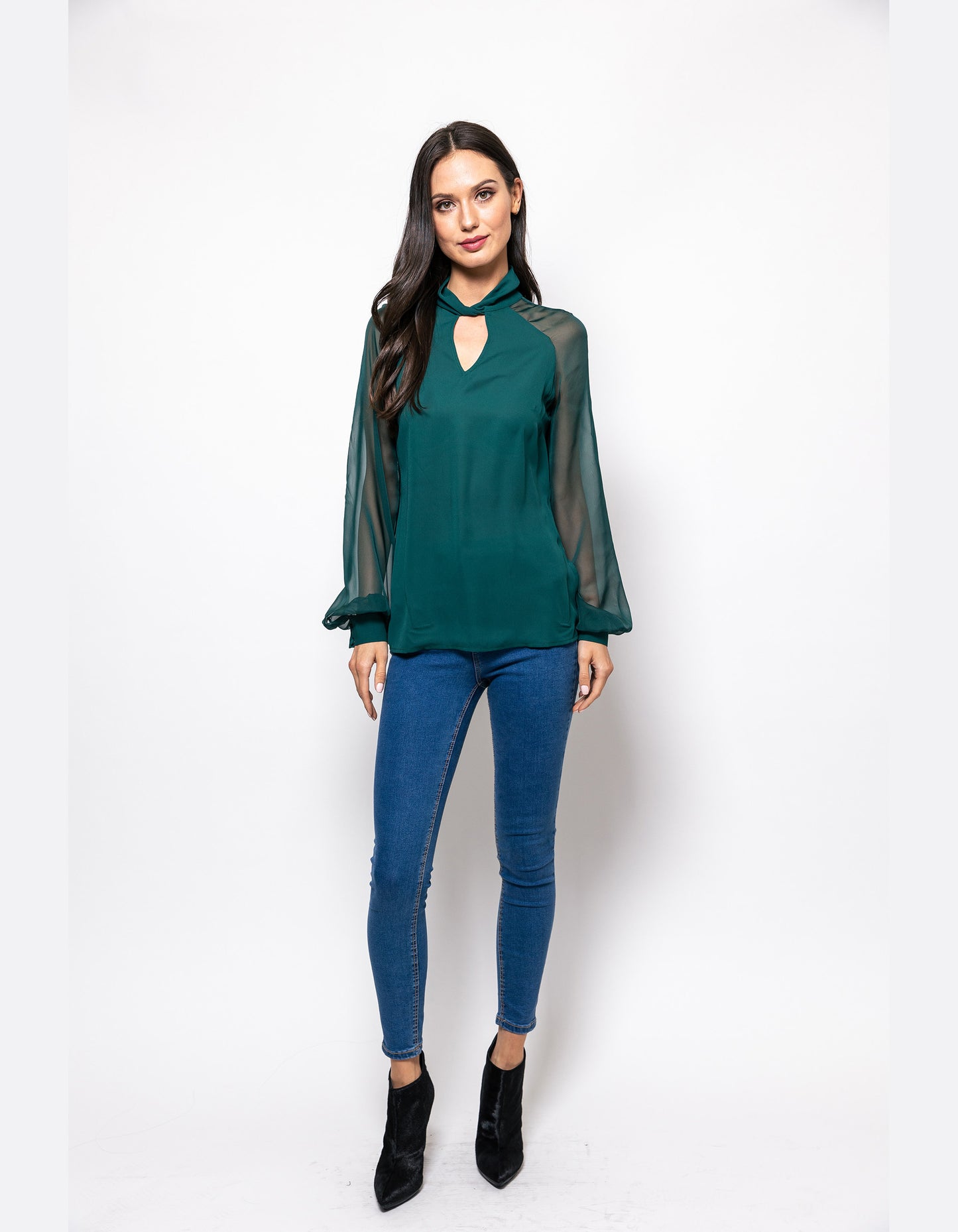 The Trendsetter Sheer Sleeves Dakota Blouse