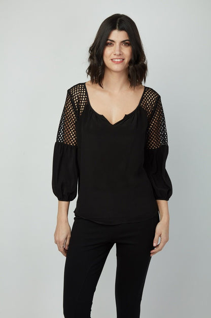 Sheer Romance Mesh Inset Silk Sydney Top