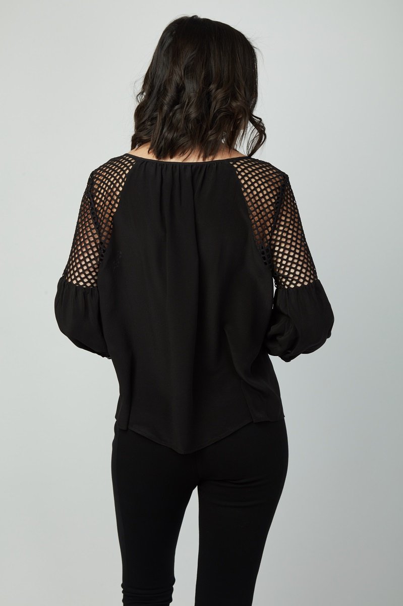 Sheer Romance Mesh Inset Silk Sydney Top
