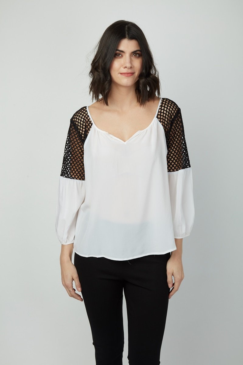 Sheer Romance Mesh Inset Silk Sydney Top