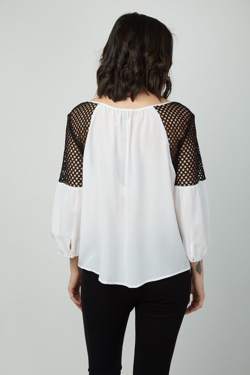 Sheer Romance Mesh Inset Silk Sydney Top