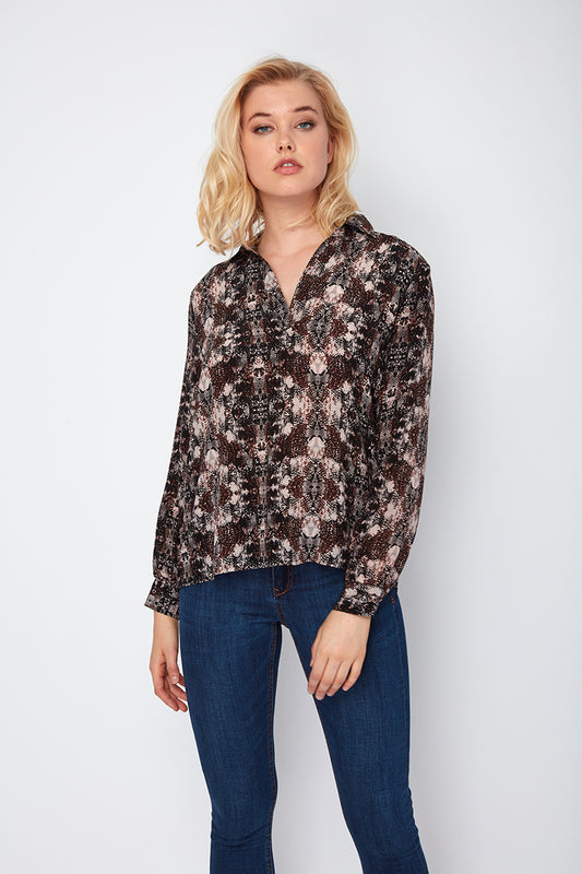 Chic Vibes Only Jones Printed Silk Shirt