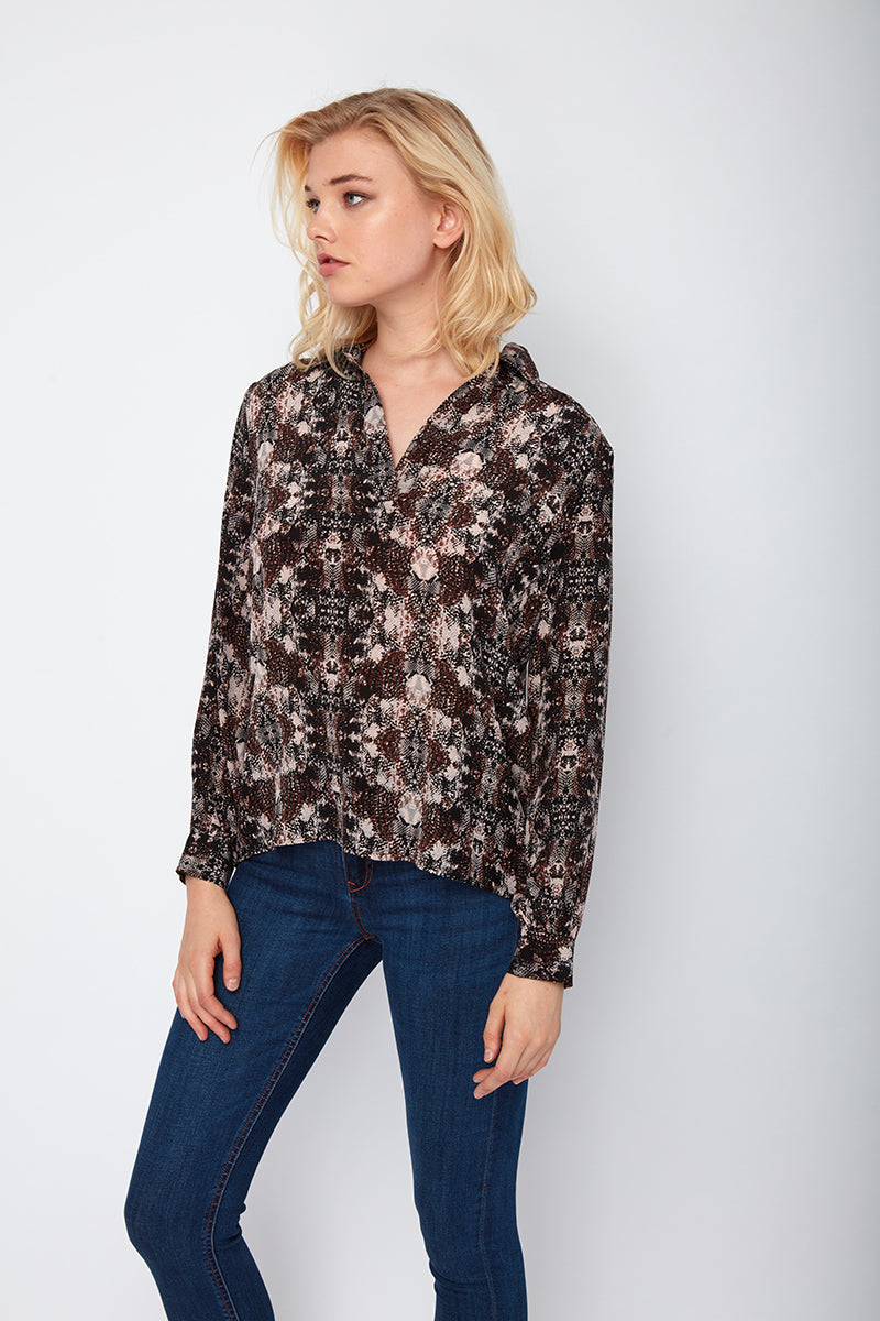 Chic Vibes Only Jones Printed Silk Shirt