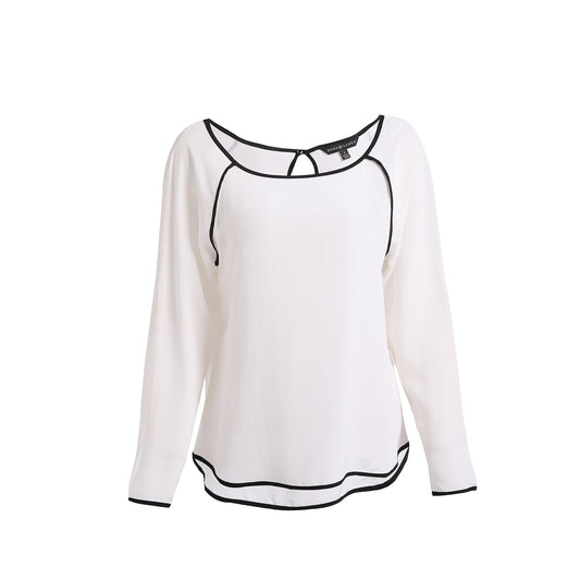 Daytime Darling Contrast Trim Aleta Silk Top