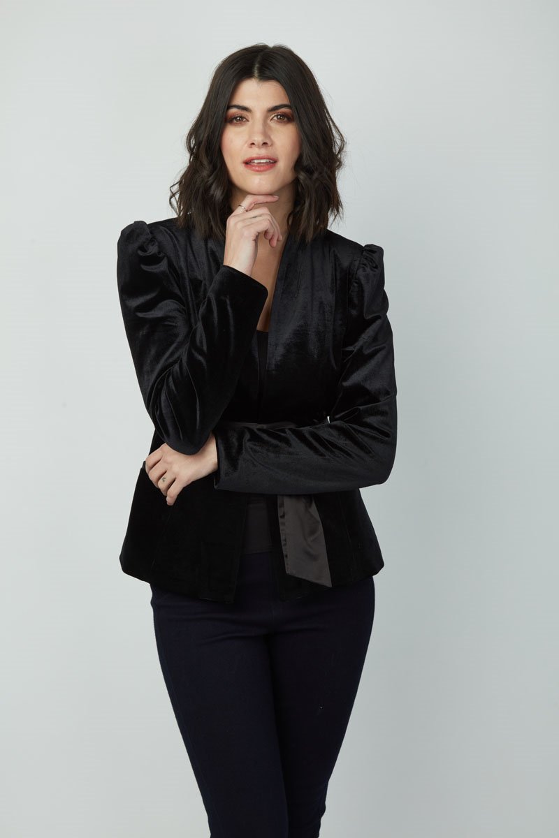 Romantic Twist Benny Tie-Front Velvet Jacket