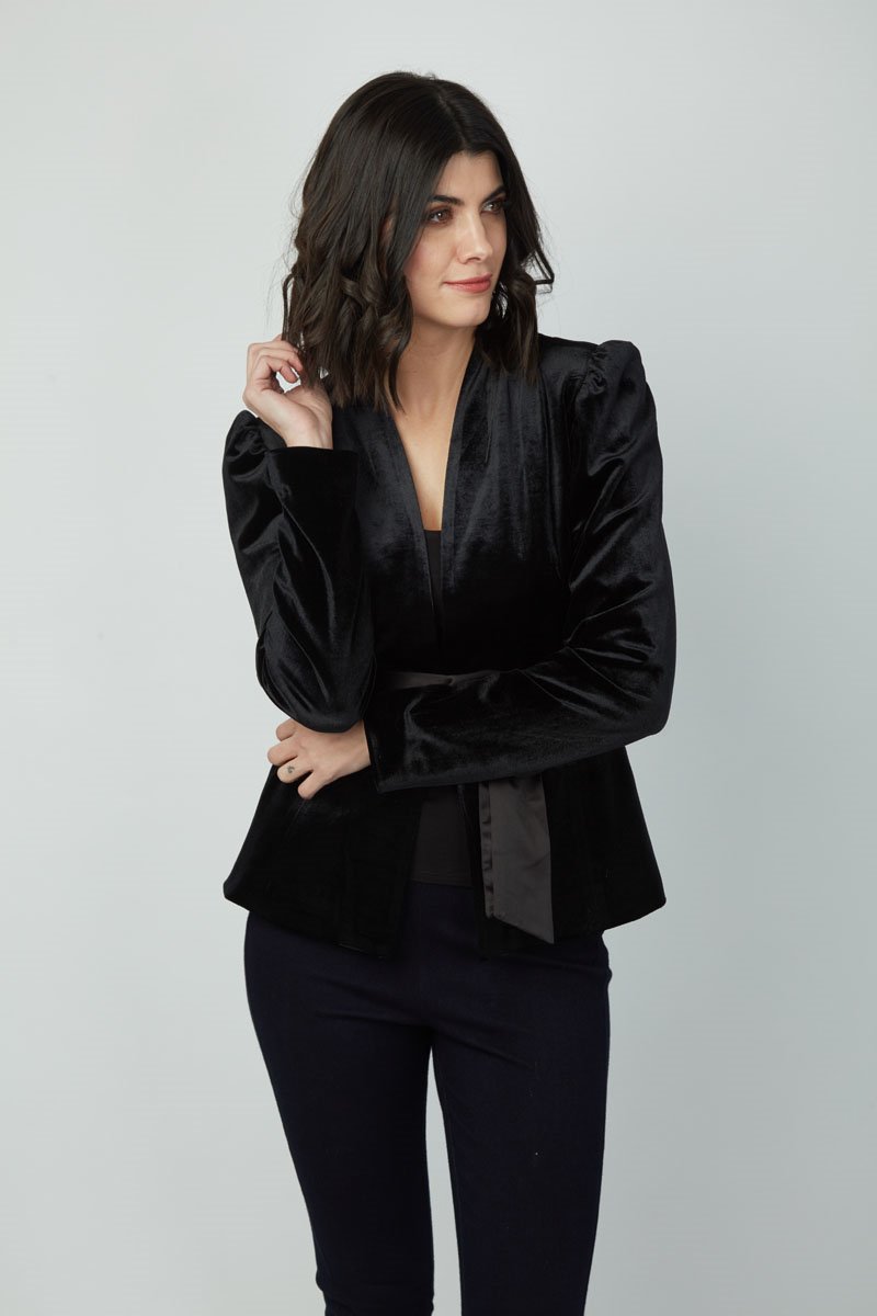 Romantic Twist Benny Tie-Front Velvet Jacket