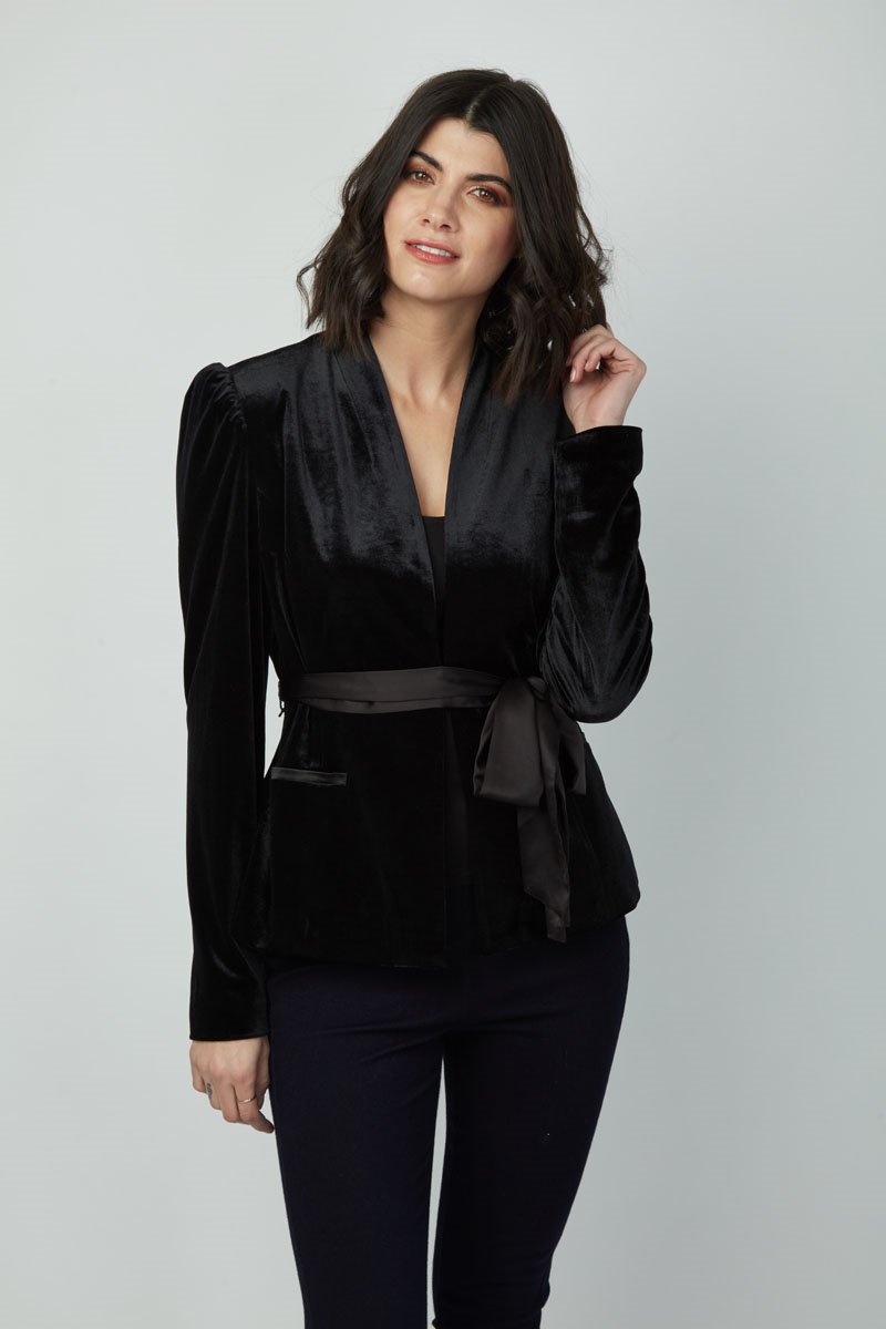 Romantic Twist Benny Tie-Front Velvet Jacket