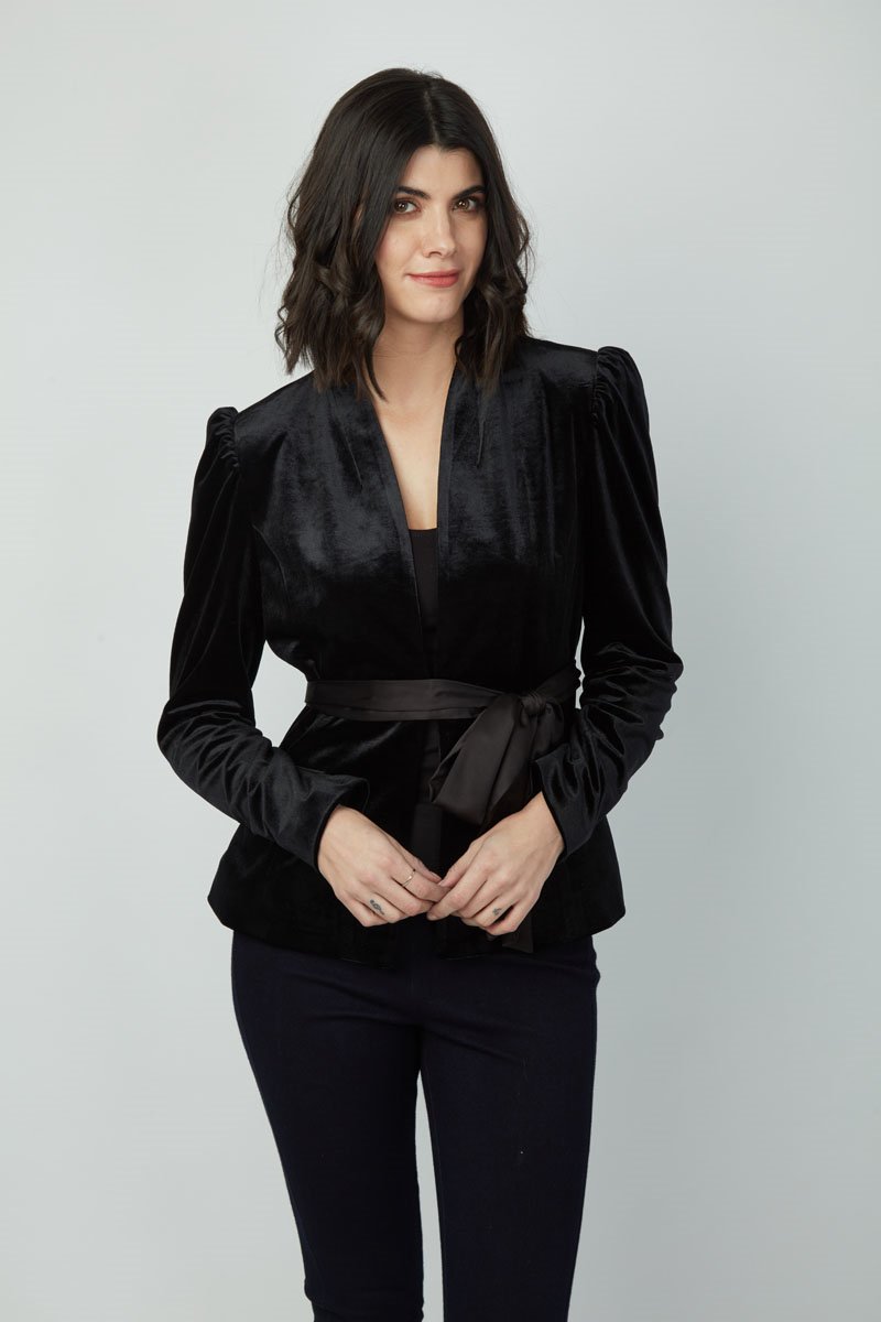 Romantic Twist Benny Tie-Front Velvet Jacket