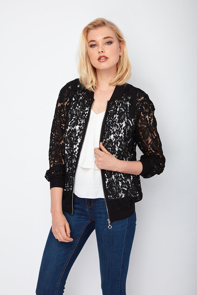 Empowering Black Talia Lace Jacket